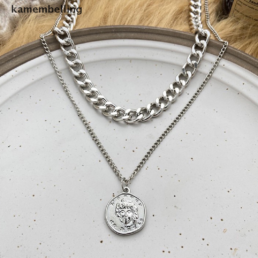 1 Vòng Cổ Choker Nhiều Lớp Mặt Đồng Xu Cổ Điển Màu Sắc Vàng Bạc Cho Nữ