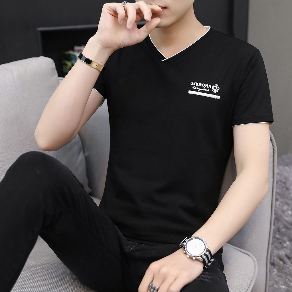 Áo thun nam body tay ngắn cổ tim dáng basic 5 màu thời trang cá tính trẻ đẹp phong cách áo phông ôm . Mã: NA580