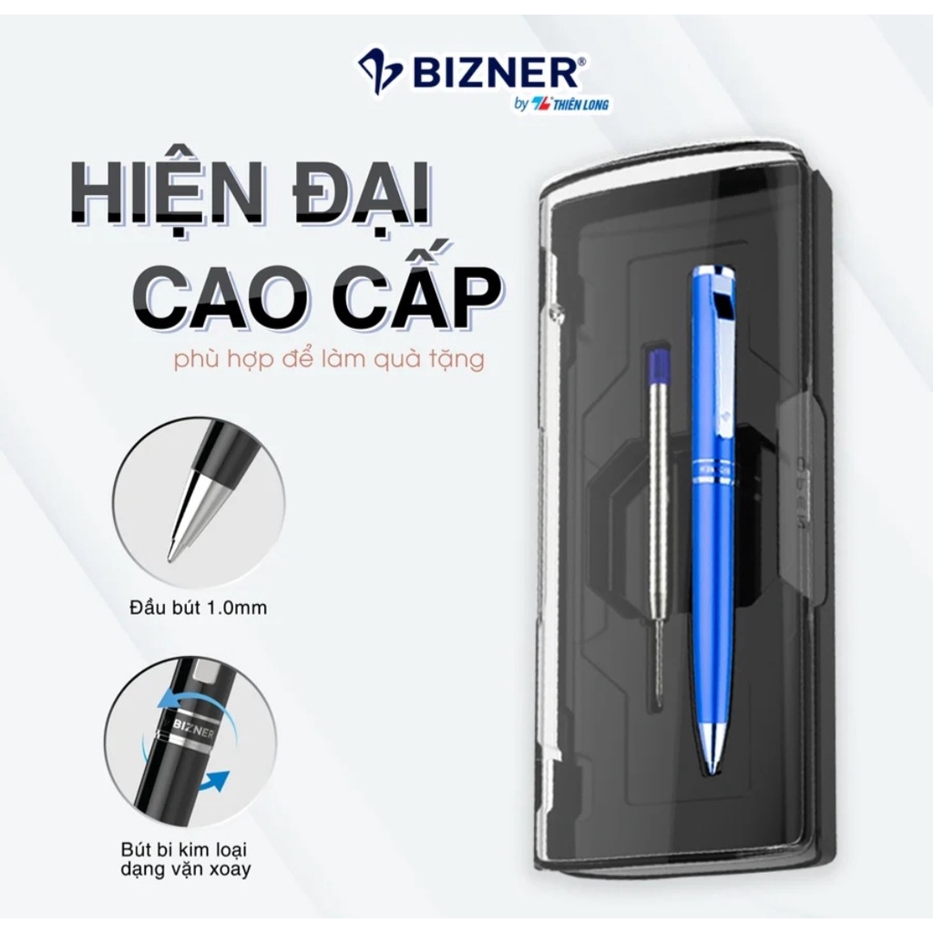 [ Chính hãng ] Bút bi cao cấp Bizner BIZ-12 (tặng kèm ruột bút) - Thân màu xanh, hàng có kiểm tra chất lượng và an toàn