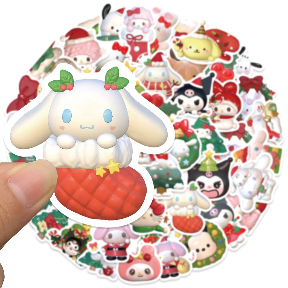 SANRIO Bộ 62 Miếng Dán PVC Hình Kuromi My Melody Hello Kitty Cinnamoroll Đáng Yêu Cho Bé