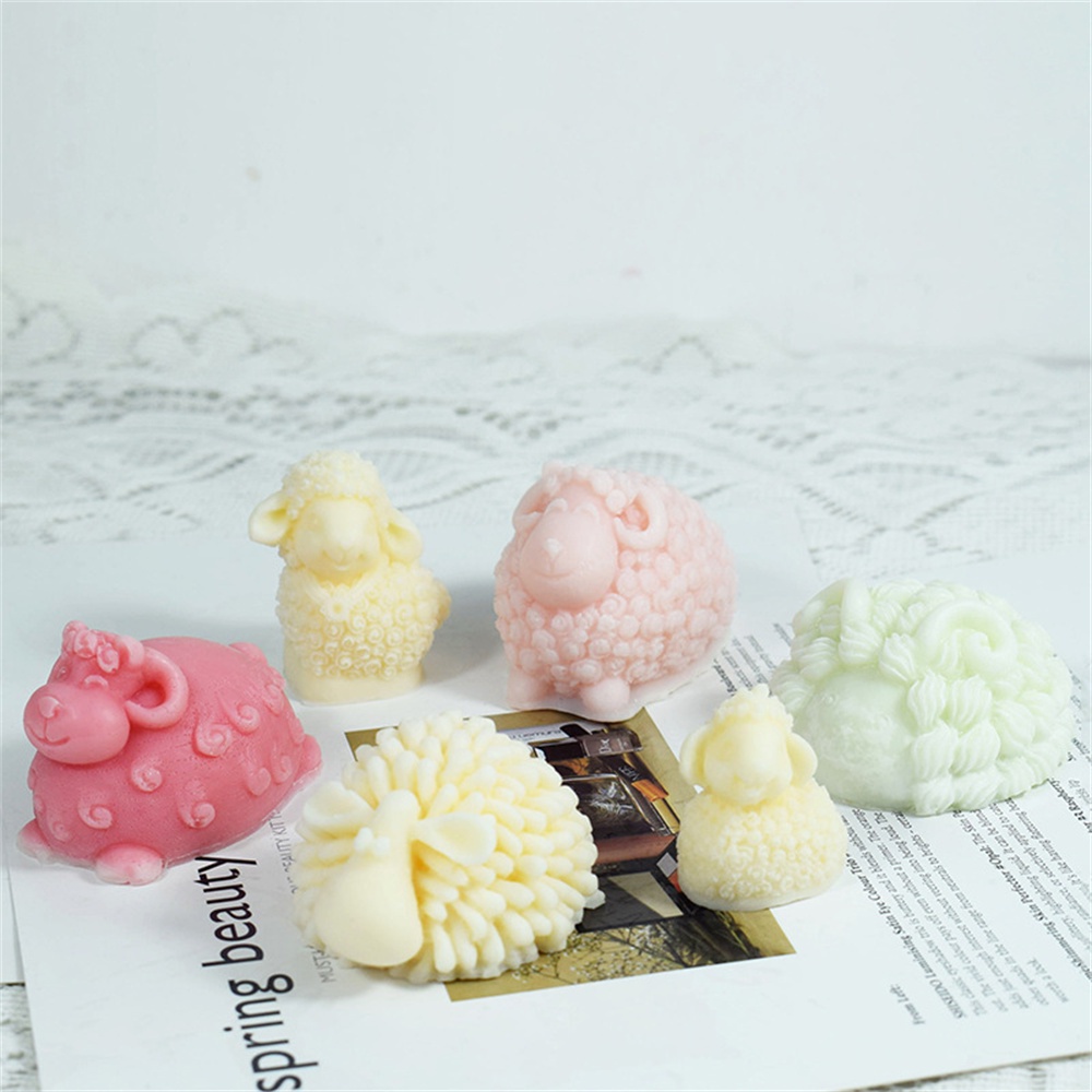 Khuôn Làm Nến / Xà Phòng Hình Chú Cừu 3D Bằng Silicone DIY