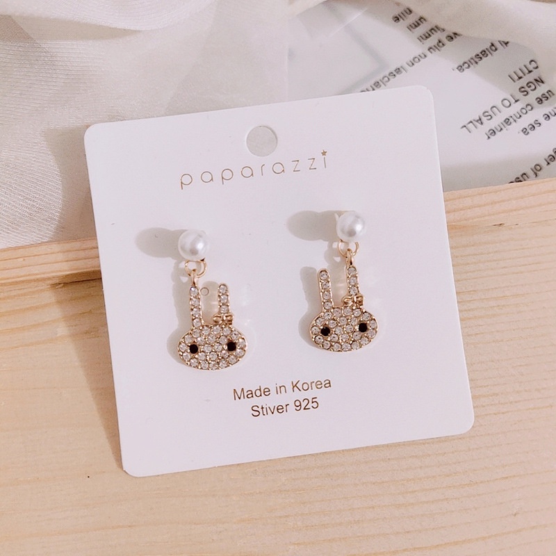 Khuyên Tai Hình Thỏ Đính Ngọc Trai Dễ Thương