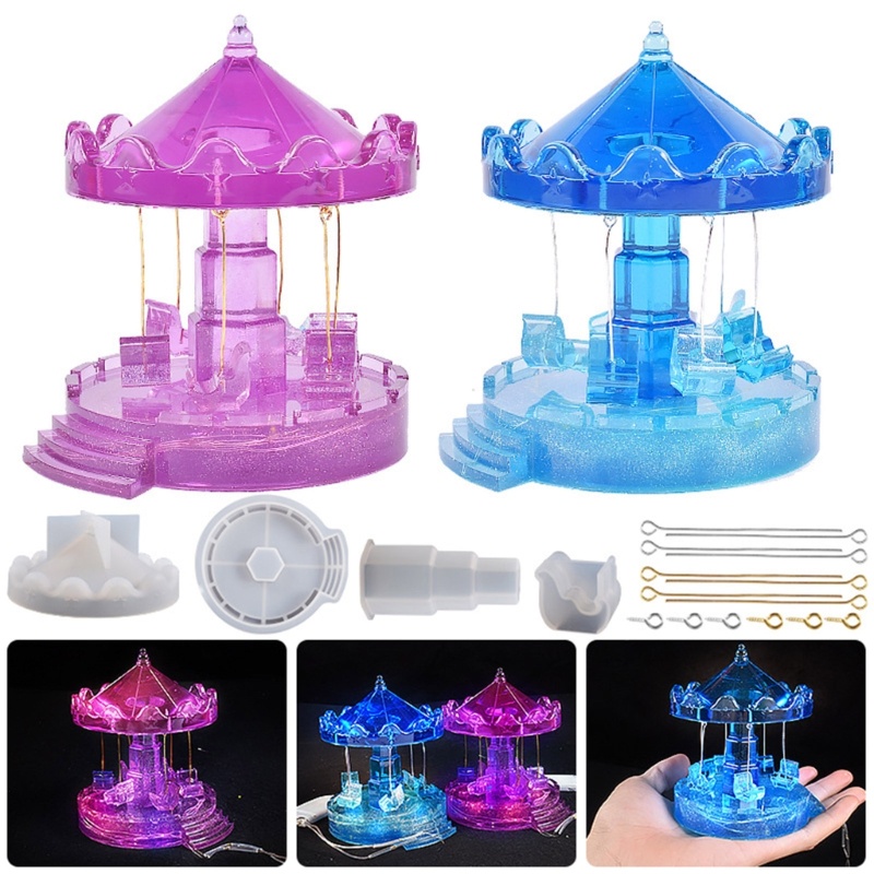 Bộ Khuôn Nhựa Hình Vòng Quay Ngựa Gỗ DIY Trang Trí Nhà Cửa Xe Hơi