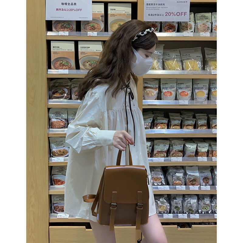 Đầm Búp Bê Tay Dài Cột Dây Dễ Thương Xinh Xắn Dành Cho Nữ