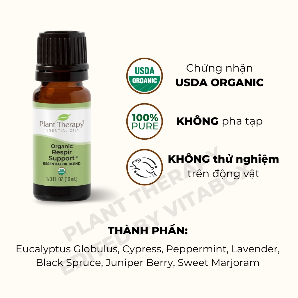 Plant Therapy - Tinh dầu hữu cơ Respir Support hỗ trợ hô hấp – Organic essential oil blend synergy