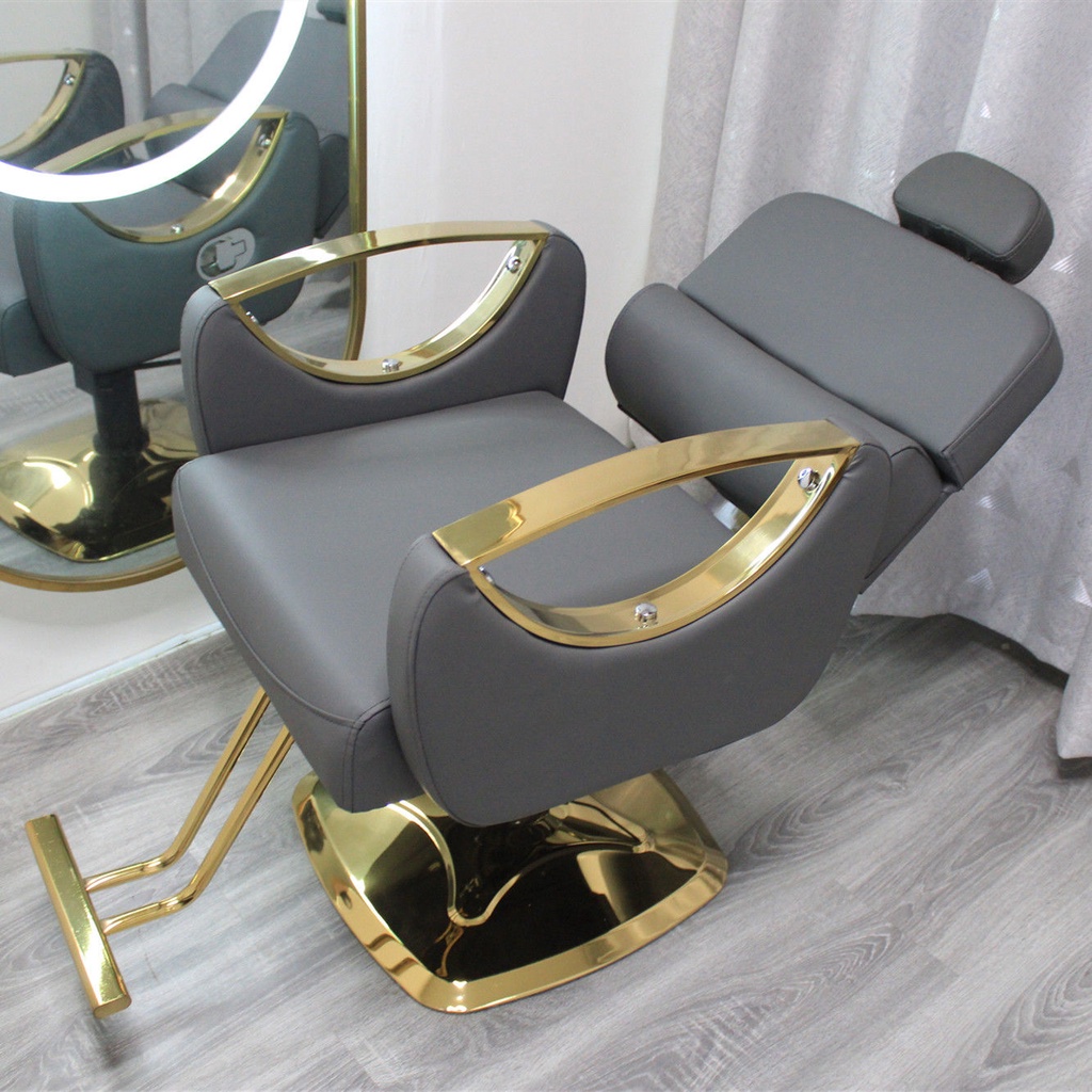 Ghế salon tóc màu đỏ ròng ghế salon tóc cắt tóc có thể được đặt xuống cạo râu nâng xoay ghế