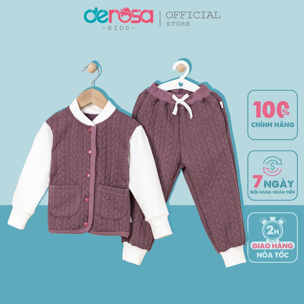 Bộ quần áo trần bông dài tay thu đông cho bé trai DEROSA KIDS từ 1 đến 5 tuổi AWKDZ760B