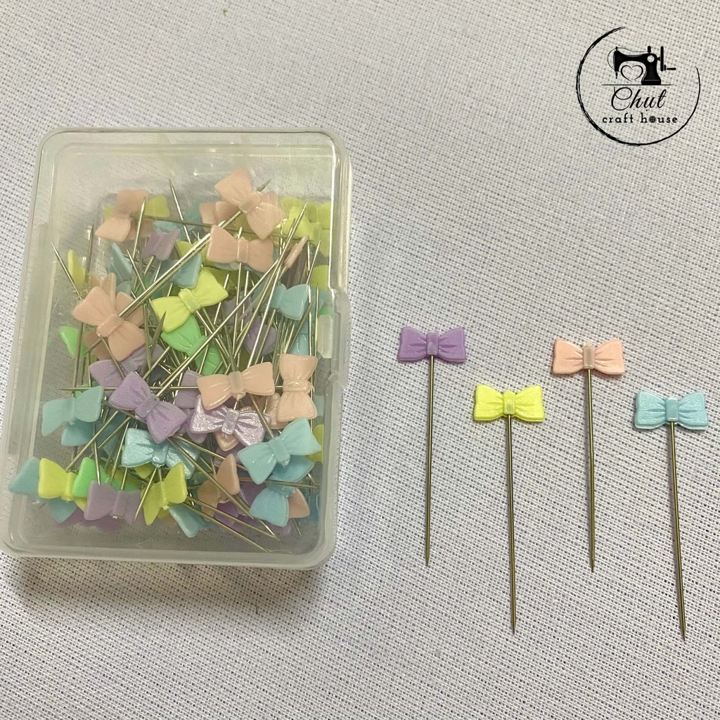 Hộp ghim dẹt 100 chiếc - Ghim vải may, quần áo, đồ thủ công