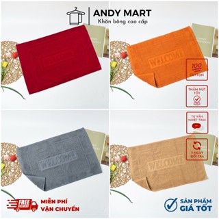 Thảm chân khách sạn logo WELCOME 100% cotton dày dặn thấm hút tốt màu sắc sang trọng Andy Mart TCC01 