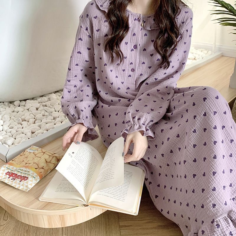 Váy xô nữ suông mặc nhà hình trái tim màu tím ngọt ngào