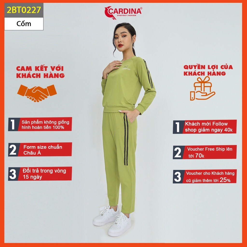 Bộ mặc nhà thu đông Cao Cấp 𝐂𝐀𝐑𝐃𝐈𝐍𝐀, Bộ quần Áo Dài tay vải Cotton Phong Cách Thể Thao Năng động Hình In Chữ Trẻ Trung