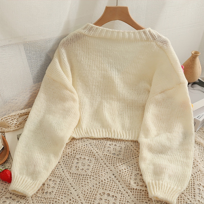 IELGYÁo cardigan Dệt Kim Cổ Chữ v Màu Sắc Tươi Tắn Phong Cách Hàn Quốc Cho Nữ