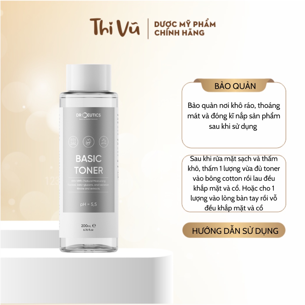 Drceutics Basic Toner Cấp Ẩm Cho Da Dầu 200ml - Thi Vũ