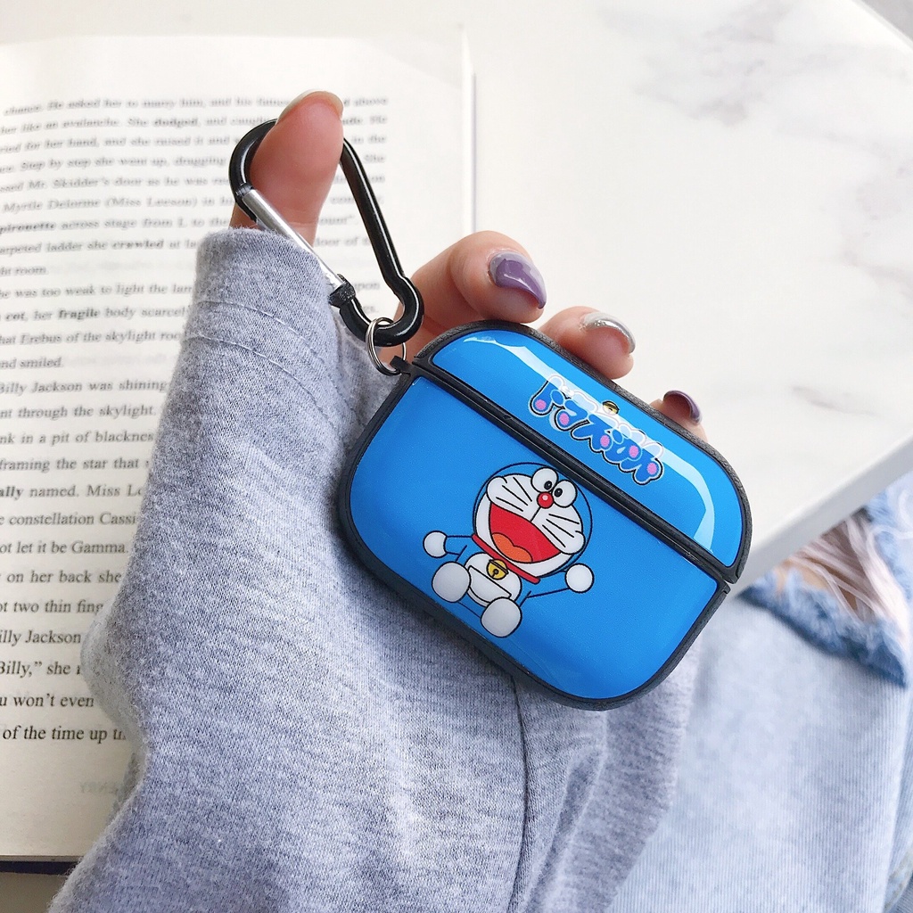 Vỏ Bảo Vệ Hộp Sạc Tai Nghe AirPods Pro 1 2 3 Pro 2 Bằng TPU PC Họa Tiết Hoạt Hình Doremon Dễ Thương Chống Rơi Kèm Móc