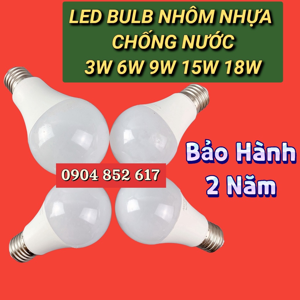 Bóng đèn LED BULB TRÒN 3W 6W 9W 12W 15W 18W siêu sáng tiết kiệm điện vỏ nhôm nhưa siêu bền, Bảo Hành 2 Năm