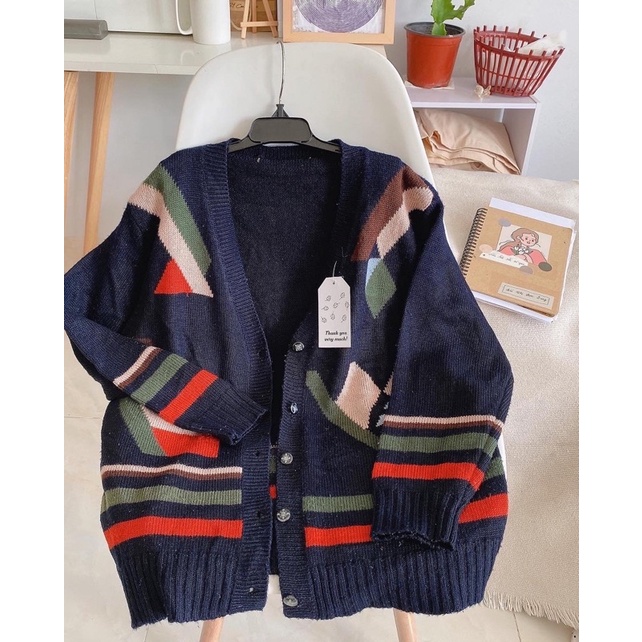 Áo khoác cadigan hoạ tiết