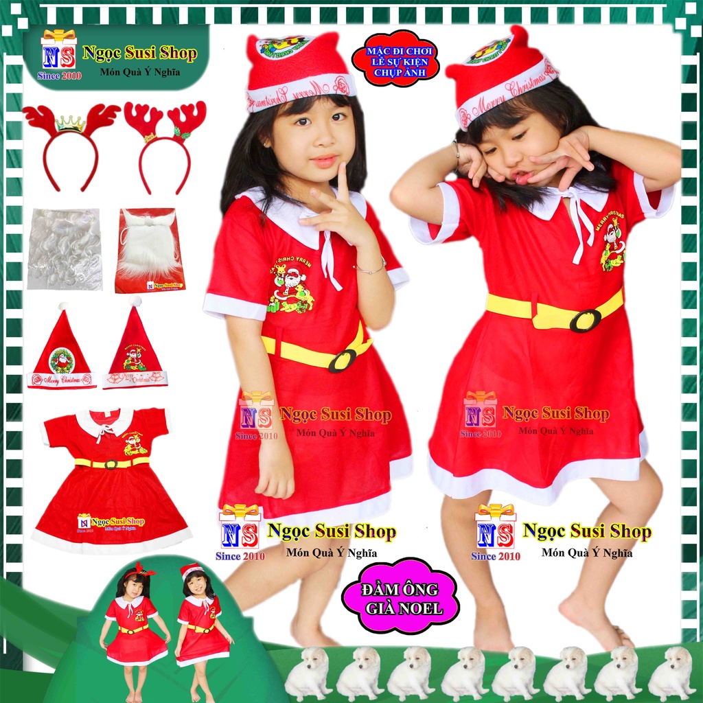 BỘ ĐẦM ÔNG GIÀ NOEL CHO BÉ YÊU TỪ 1 - 10 TUỔI CHÂT VẢI NỈ - ĐỒ HÓA TRANG NOEL