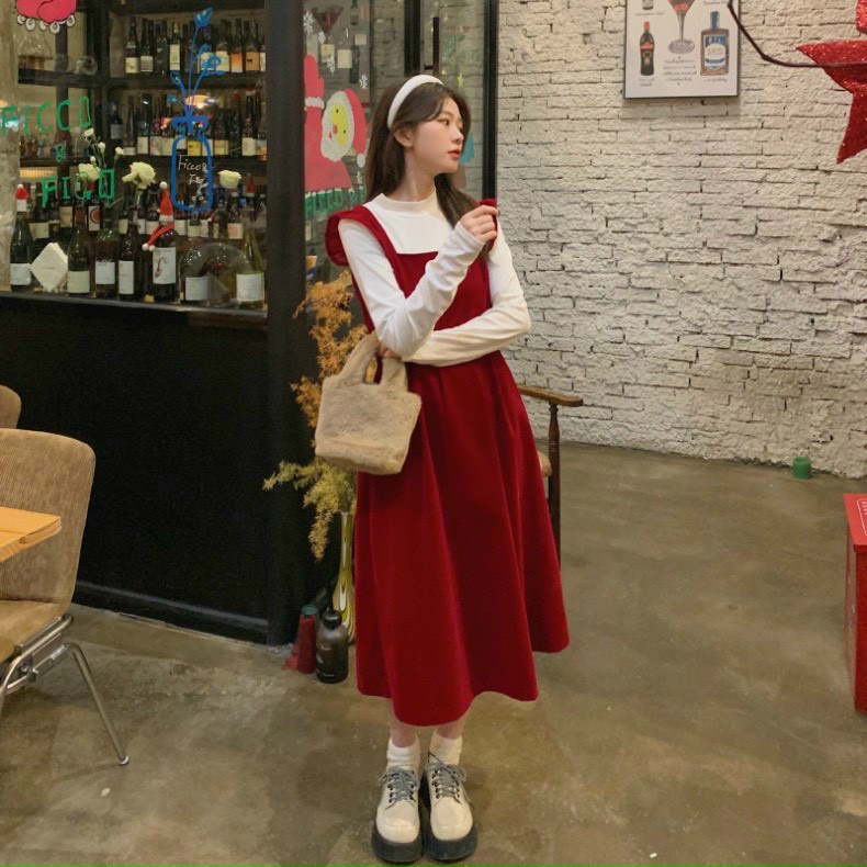 SÉT ĐẦM NHUNG ĐỎ KÈM ÁO