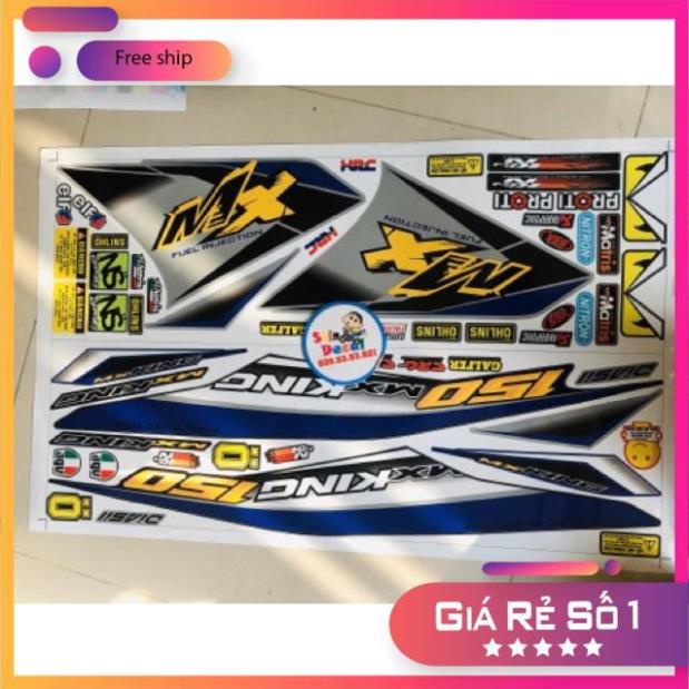 FREE SHIP + SALE SỐC +DECAL PVC 5 LỚP CHẤT LƯỢNG CAO Tem rời dán xe Exicter 150 Mx bạc xanh