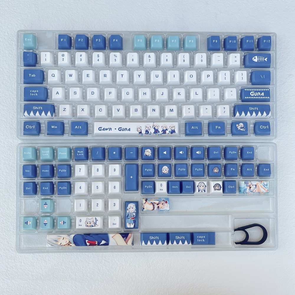 Gawr Gura Keycaps Cherry Profile Anime PBT Dye Sub Bàn phím cơ Keycap