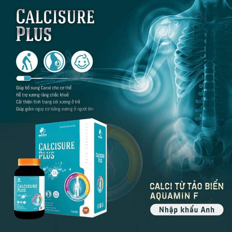 Viên uống bổ sung caxi hữu cơ từ tảo biển, Vitamin D3, K2MK7 ( lọ 60 viên)