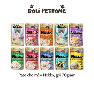 Pate cho mèo Nekko, gói 70gram, đồ ăn cho mèo con trên 1 tháng tuổi và mèo trưởng thành [Doli Pethome]