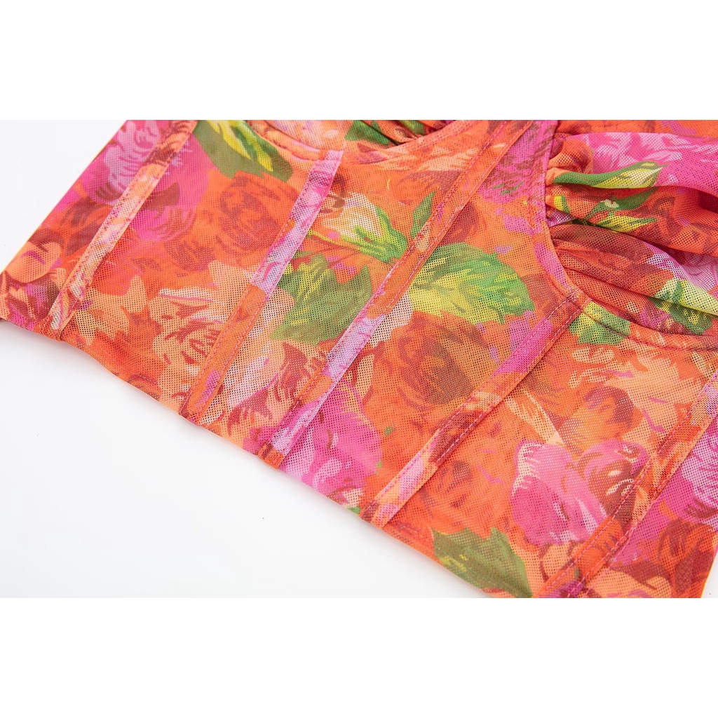 Uibey Áo kiểu corset dáng ngắn bề mặt lụa thời trang 7351