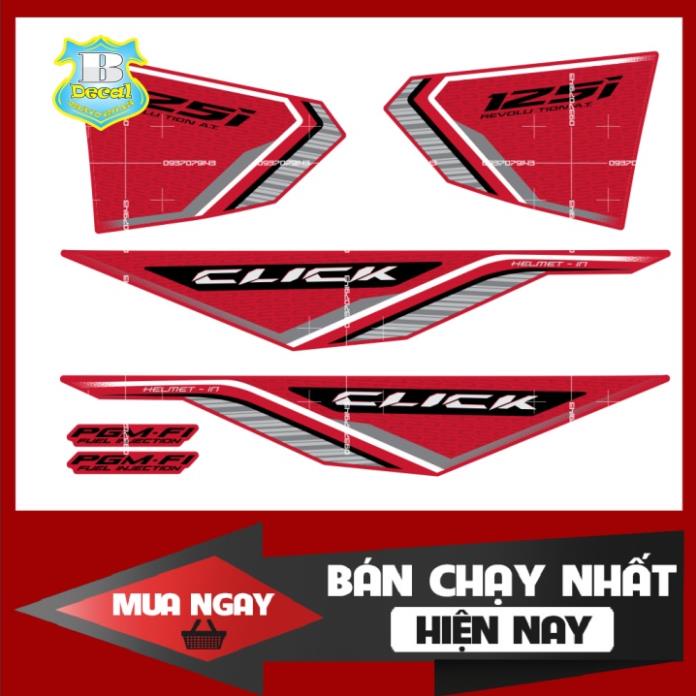 DECAL PVC 5 LỚP CHẤT LƯỢNG CAO Tem rời Click 125i dán xe đỏ