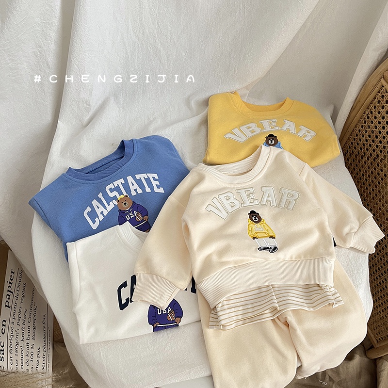 Bộ Đồ 2 Món Áo Sweater Tay Dài Phối Quần Dài Thời Trang Mùa Thu Cho Bé Từ 0-4 Tuổi