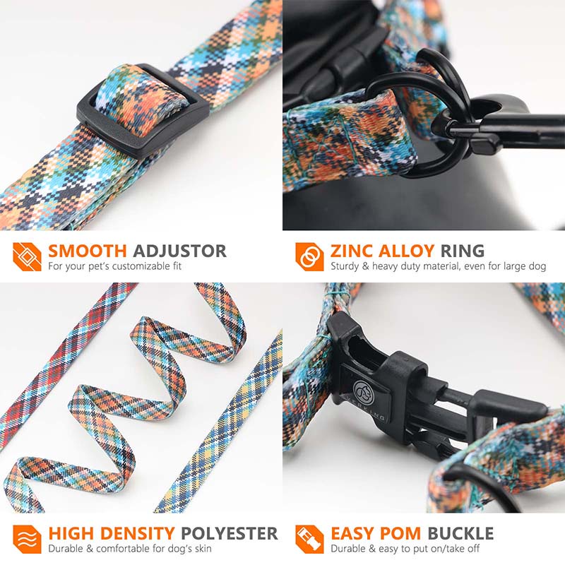 HamshMoc Đai Dắt Chó Đi Dạo Mềm Mại Họa Tiết Kẻ Sọc Hamsa Có Dây Đeo Có Thể Điều Chỉnh Cho Cún Cưng Cỡ Nhỏ / Vừa / Lớn1