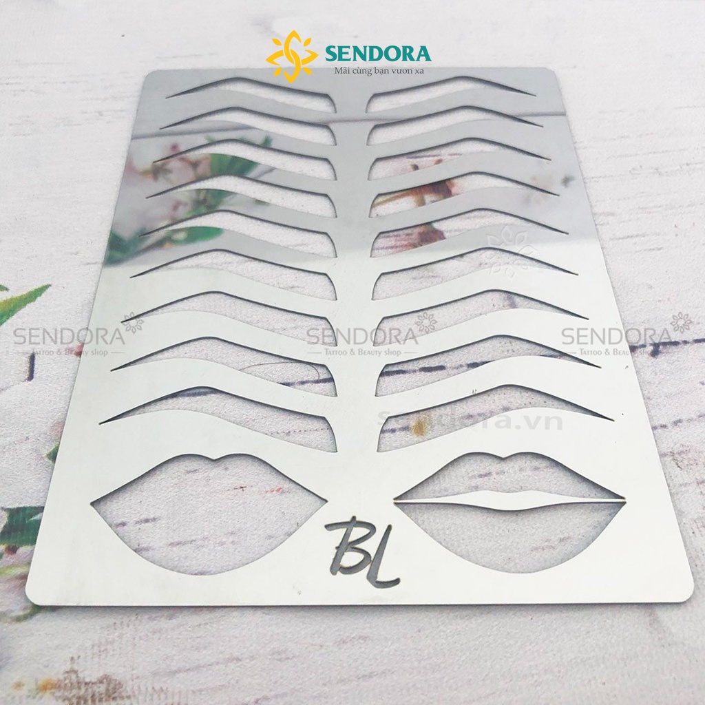 Khung vẽ chân mày, môi tập trên da giả - Khuôn kẻ mày inox 10 dáng