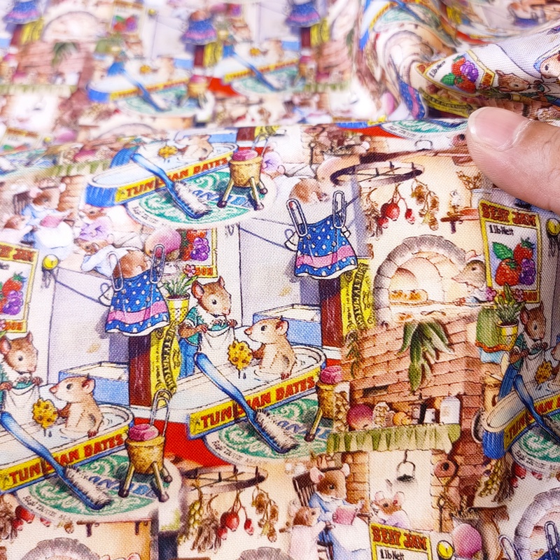 Vải 100% Cotton Chất Lượng Cao Họa Tiết Hoạt Hình Đáng Yêu