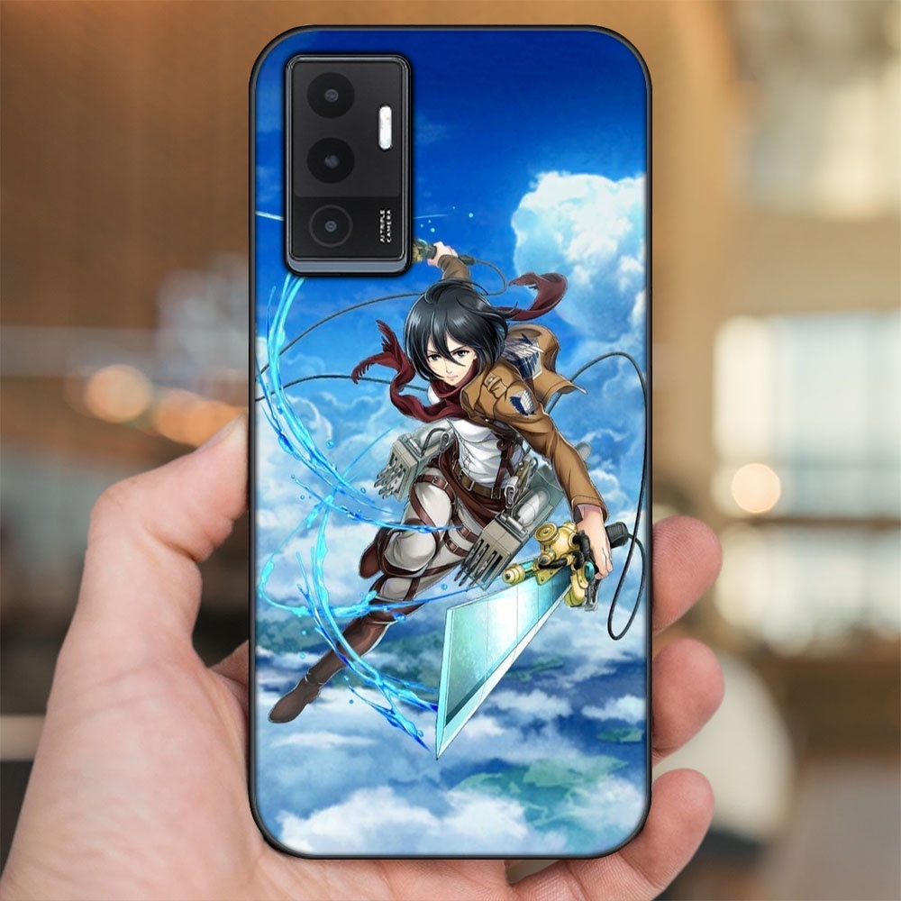 Ốp lưng Vivo V23e viền đen in hình Mikasa Ackerman Attack On Titan