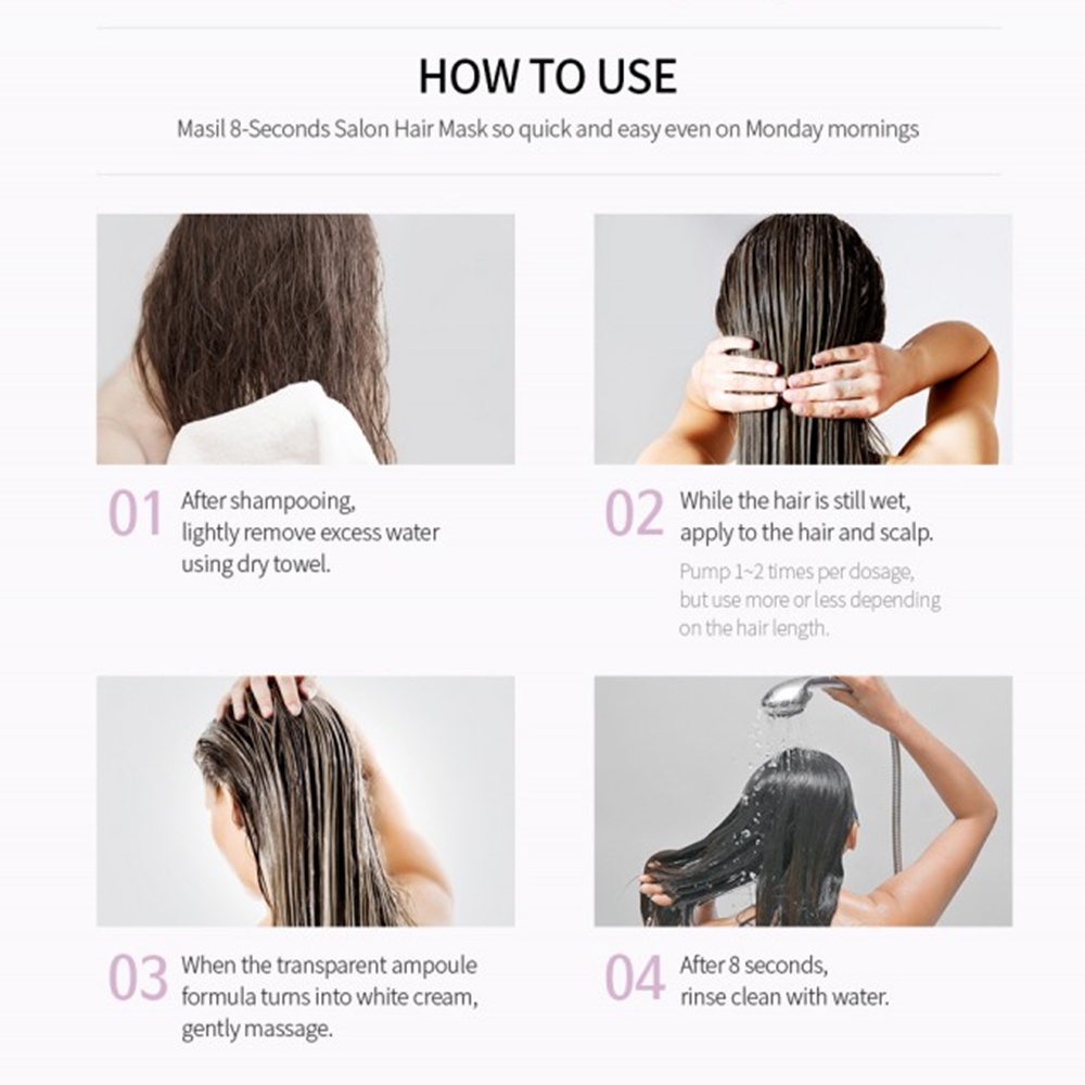 Chăm Sóc Tóc100ML, MẶT NẠ Ủ TÓC MASIL 8 Seconds Liquid Hair Mask, Dưỡng Tóc Bóng Mượt