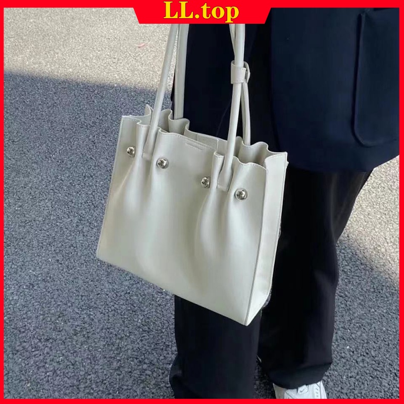 Túi Tote Đeo Vai Sức Chứa Lớn Màu Trắng Sữa Nhạt Thời Trang Dễ Phối Đồ @