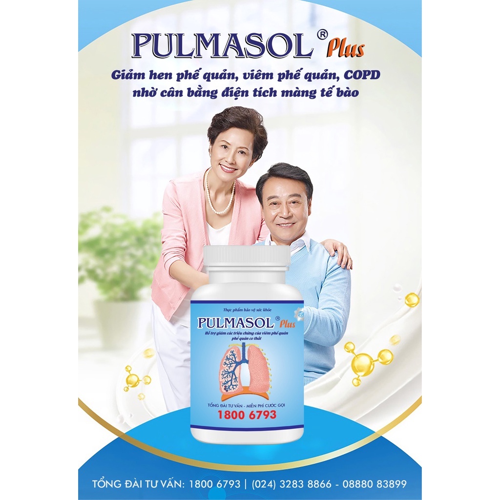 Viên uống Pulmasol Plus giảm đờm, ho, khó thở giúp tăng cường chức năng hô hấp