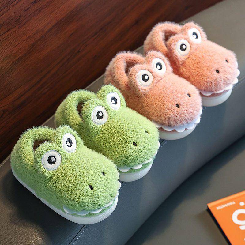 Oeteo Giày Bông Đi Trong Nhà Hình Cá Sấu Hoạt Hình Cho Bé