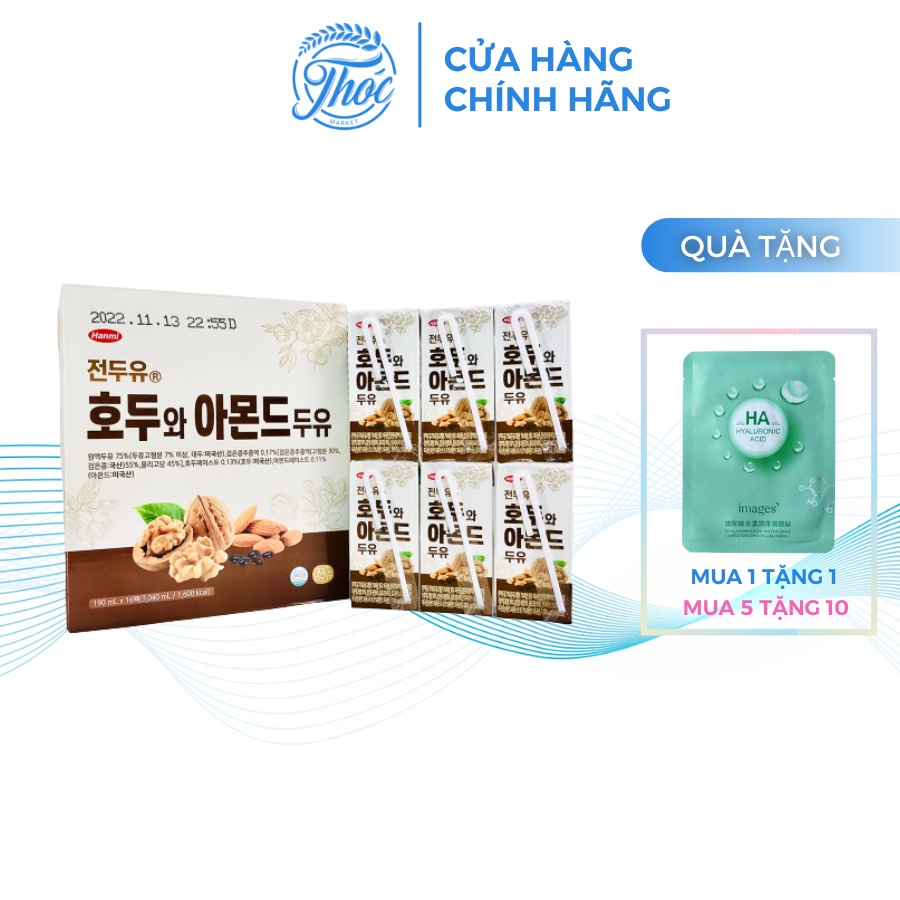 Sữa óc chó hạnh nhân đậu đen Hàn Quốc Hanmi thơm ngon bổ dưỡng hộp 190ml