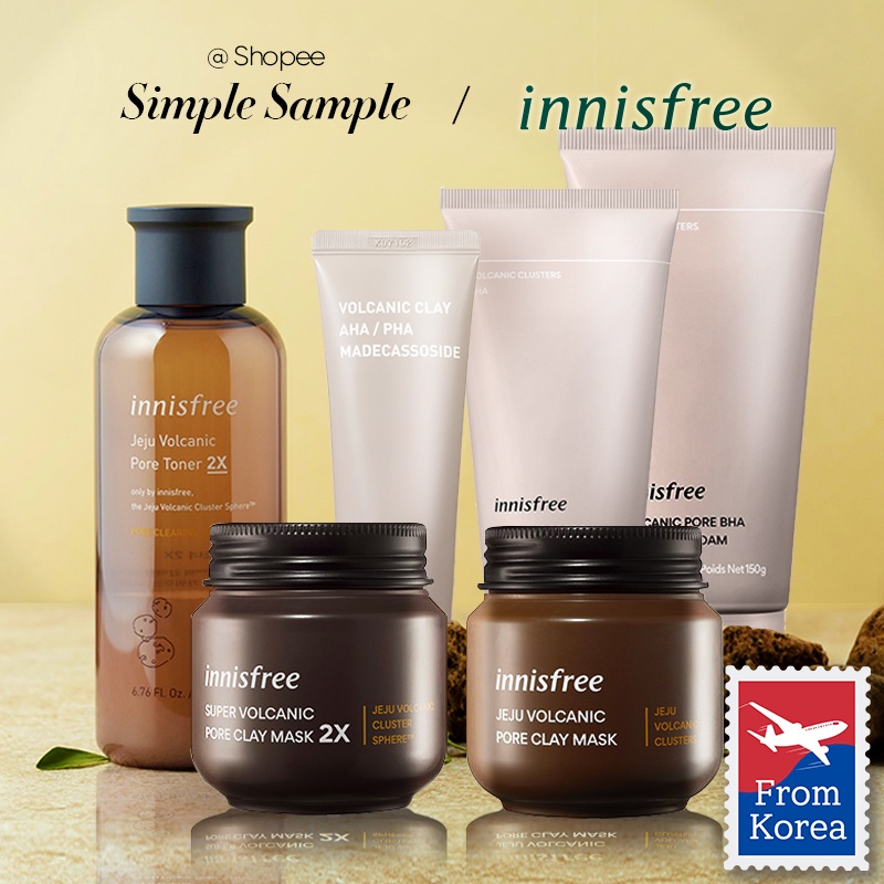 Set 2 Mặt Nạ Đất Sét Núi Lửa Jeju Innisfree Làm Sạch Lỗ Chân Lông