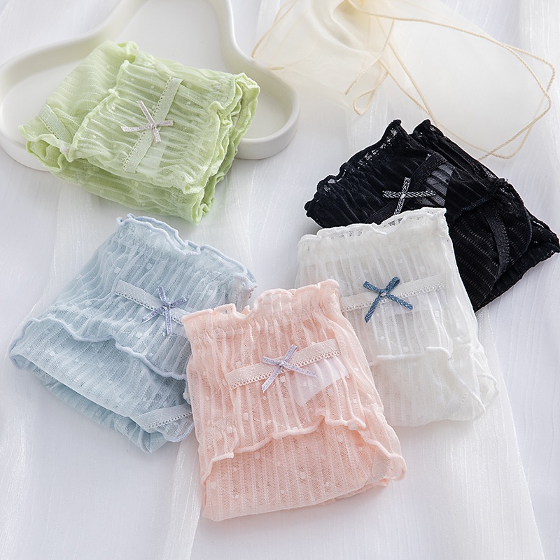 Quần lót nữ thun lạnh đính nơ đáng yêu xuyên thấu quyến rũ 363