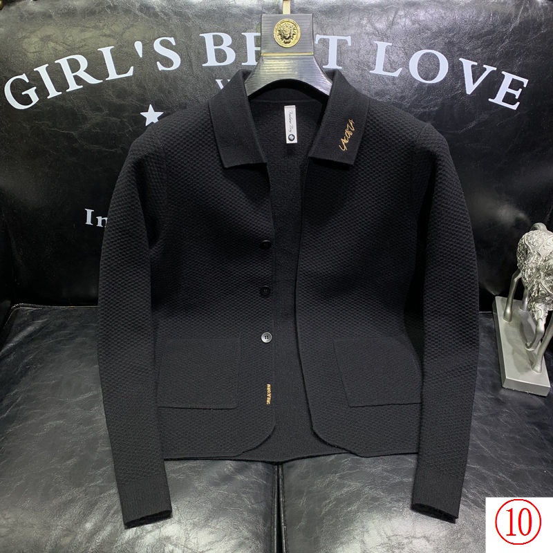 Áo Khoác Cardigan Dệt Kim Thêu Chữ Dáng Ôm Phối Nút Thời Trang Mùa Thu Cho Nam
