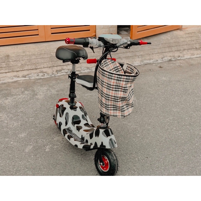 XE ĐIỆN MINI SCOOTER XE 8 INCH TẶNG GIỎ VÀ GHẾ PHỤ