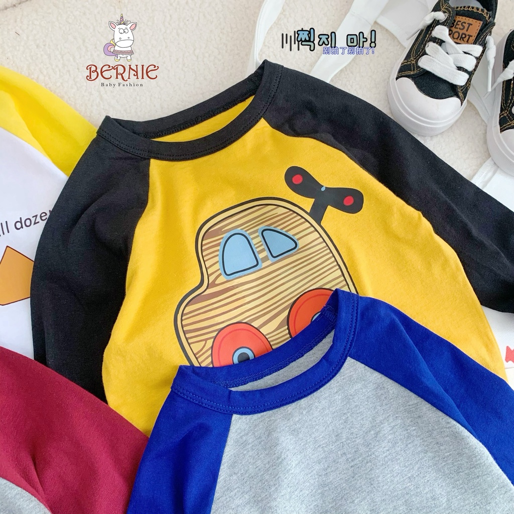 Áo Thun Dài Tay In Hình Xe Cho Bé, Áo Dài Thu Đông Phối Màu Cho Bé Trai Chất Cotton Cao Cấp - LILA KIDS