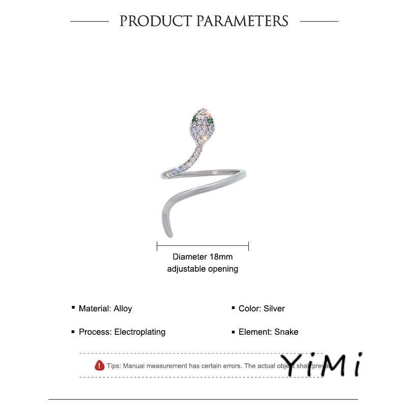 Nhẫn Hở Hình Rắn Đính Đá Zircon Siêu Lấp Lánh Có Thể Điều Chỉnh Kích Cỡ