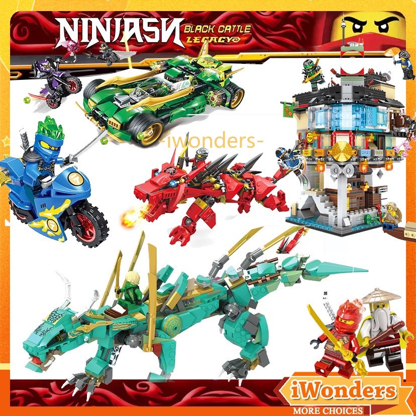 Đồ chơi xếp hình Ninja  Rồng Cơ City Pier Skeleton Dragon Suzaku Basalt Mecha Gold, Wood, Fire and Earth Fighter Armor Đối đầu Basilisk Đồ chơi Khối xây dựng Quà tặng Kids education toys