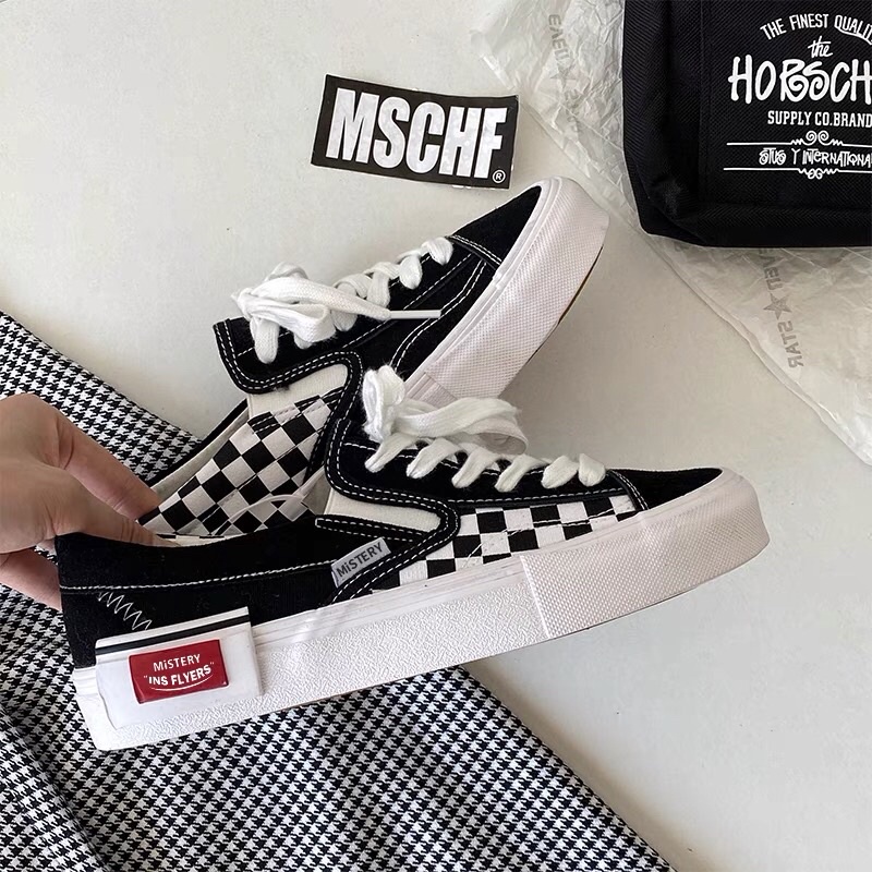 SẴN-Giày sneaker Ulzzang caro, form đẹp-Clip+Ảnh thật