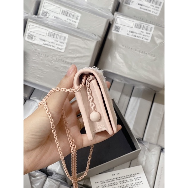 Túi Đeo Chéo CNK Mini Da Hạt Dáng Vuông Có Hộp