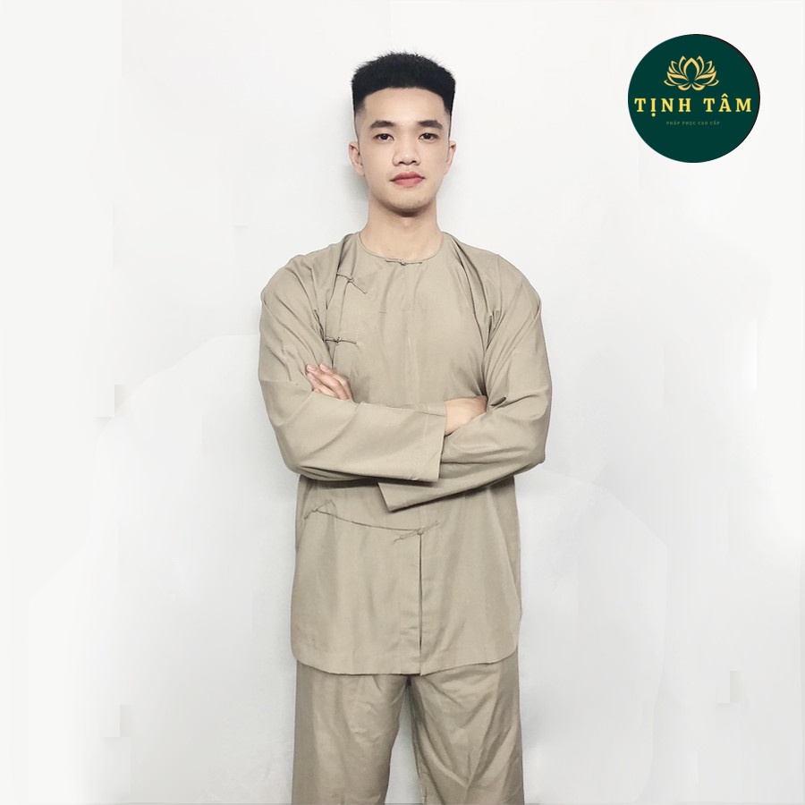 Đồ Đi Chùa Nam - Bộ Phật Tử Nam Vạt Hò Cao Cấp Chất Vải Dày Dặn Mềm Mịn Và Thoáng Mát