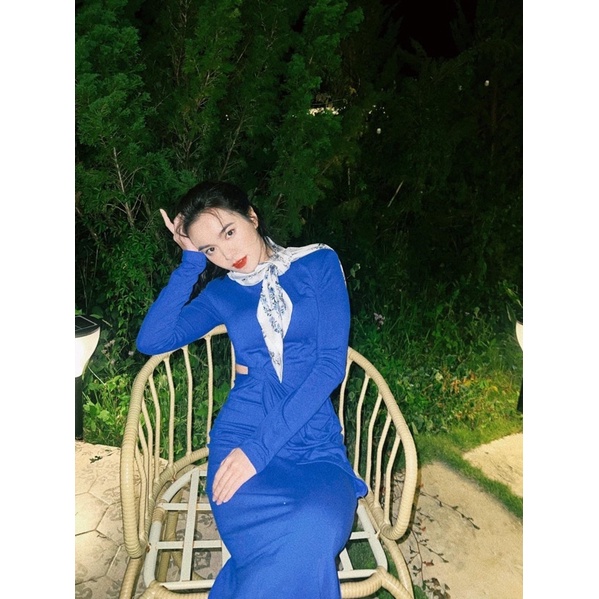 Váy Rib Xanh Khoét Eo Ocean Blue Eclipse Clothing