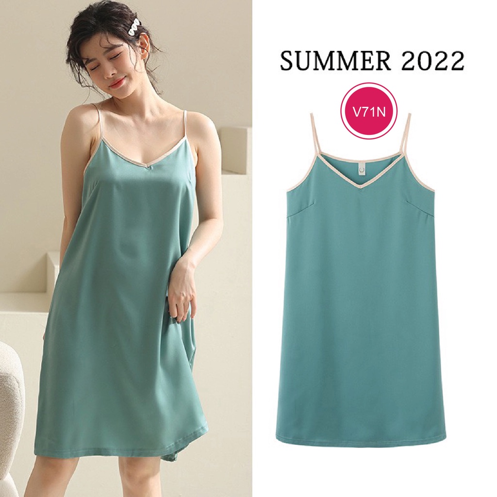 Váy 2 dây chất liệu lụa satin cao cấp thương hiệu Juni J71